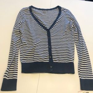 Navy and White striped Spring cardigan size small